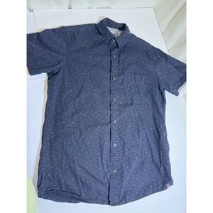Airwalk Shirt Mens Small Navy Blue Red Micro Print Short Sleeve Button Down Top